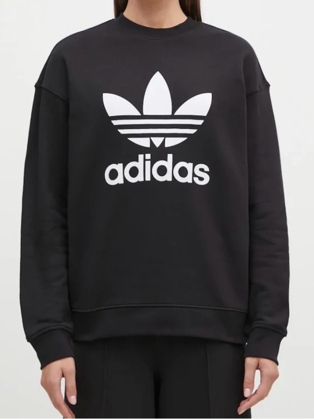 adidas Black Sweatshirt with White Trefoil Tag Size Large - Picture 4 of 7